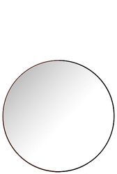 J-Line Miroir Rond Metal/Bois Noir Large