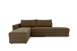 LOOKS by Wolfgang Joop Looks III Designer sofa met boxspringvering, hoekbank met bedfunctie, donkerbruin, 287x229x77 cm