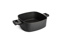 Woll Diamond Logic XR-gryta, fyrkantig med 2 sidohandtag – induktiv, 28 cm x 28 cm, 11 cm hög, med avtagbart handtag – lämplig för alla typer av spisar, aluminium, ugnssäker, svart