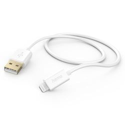 Hama iPhone USB-A Lightning-kabel (laddningskabel för data/dataöverföring, USB-A 2.0 hane till Lightning, 1,5 m, MFI-certifierad, 480 Mbit/s, iPad/iPhone 13/12/11/XS/XR/X/8/7/7+/6s/6/5/SE2020) vit