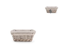 H&h cestino pane quadrato vimini e tessuto colore grigio cm21x10