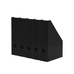 Landré Magazine File Set – Pack of 5 Black Cardboard Organizers, 7 cm Width, Fits A4 Documents