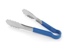 HENDI Pince de service HACCP, poignée enduite aux couleurs HACCP, pince de cuisine, pince alimentaire, pince à barbecue, pince de cuisson, 250 mm, acier inoxydable, bleu
