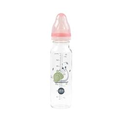dBb Remond Regul'Air 240 ml glasflaska - snigeldekor - NN-napp - nyfödd - antikolik i silikon - regelbundet flöde - 1:a åldern, 0 till 4 månader - fransk tillverkning - puderrosa