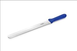 Couteau à pâtisserie (acier inoxydable), lame double face et lame en plastique bleu, lame 31 cm