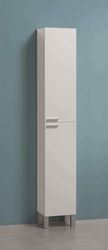 Dmora - Mobile colonna Hollywood, Mobile per bagno a 2 ante, Armadio pensile con 2 ripiani, 30x25h182 cm, Bianco lucido