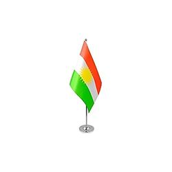 AZ FLAG - Drapeau De Table Kurdistan Prestige - Drapeau Kurd De Bureau En Satin Avec Hampe De 30cm Et Socle En Métal - 22x15 cm
