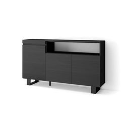 Skraut Home | Credenza, Mobile, Cucina | Madia, mobile ingresso | 150x87x35cm | 3 Porte | Design industriale | Stile moderno | Nero