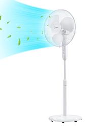 Midea FS40-16JA staande ventilator, sterke windkracht, groot luchtvolume, 40 W vermogen, afstandsbediening, stille werking 55 dB-65 dB, in hoogte verstelbaar: tot 130 mm, instelling met drie snelheden