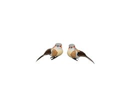 GLOREX 6 7101 072 – dekorativa fåglar, 2 stycken i grå, orange och brun, ca 7 x 3 cm, för dekoration och gåva