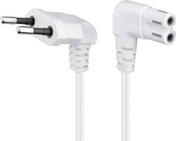 Goobay 97357 Cable de alimentación Euro acodado en Ambos Lados; Enchufe Euro Blanco (Tipo C, CEE 7/16 /> Toma de Aparato C7, Compatible con TV Samsung, LG, Philips, ps4 etc. / 5 m