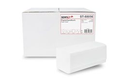 Semy top Asciugamano di carta, piegatura ZZ, 24 x 21 cm, 2 veli, Bianco Brillante, confezione da 3200, Bianco