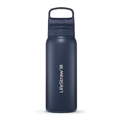LifeStraw Go-serie - Geïsoleerde roestvrijstalen waterfilterfles voor reizen en dagelijks gebruik, verwijdert bacteriën, parasieten en microplastics, verbetert de smaak, 24 oz Egeïsche Zee