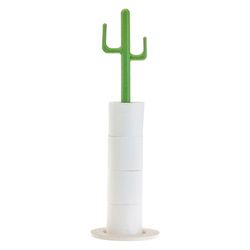 Vigar - Soporte para Papel Higiénico - Ecológico Bioplástico - ‎63 x 13.5 x 2.5 cm - Colección Cactus - Diseño Vertical - Soporte de Bambú - En Blanco