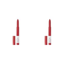 Maybelline Lipstick, Superstay Matte Ink Crayon Longlasting Red Lipstick with Precision Applicator 45 Hustle In Heels (Pack of 2)