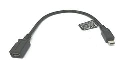 SYSTEM-S USB 2.0 kabel 15 cm Micro B male naar female adapter in zwart