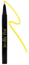 KRASH KOSMETICS Eyeliner Líquido Amarillo To Die For FREE LOVE - Formula Waterproof 24h Larga Duración - Delineador Ojos Colores Pigmentados - Aplicador de Fieltro Punta Fina - Vegano y Cruelty Free