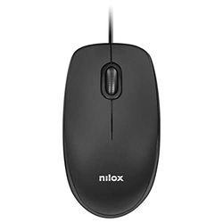 Nilox, Mouse Ergonomico 1600 DPI e Interruttore Meccanico Huano, Mouse USB Cavo 1,45m, 3 Pulsanti, Compatibile con Windows/Linux/Mac, Peso 55gr, Nero