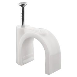goobay 17085 Serre-câbles, jeu de 100 / Support de câbles pour fixation de câbles jusqu'à 6mm de diamètre / Serre-câbles avec clou pour mur, coins et montage en saillie / 100 pièces / blanc