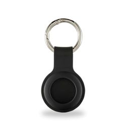 Hama nyckelring för Apple AirTag (fodral för AirTag, skyddsfodral, hänge, silikonutseende, med karbinhake, reptålig, för fastsättning i nyckelring, fodral, skolväska etc.) Svart, svart, Default