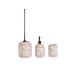 DKD Home Decor Bathroom Set Ceramic Pink White Shabby Chic (3 Pieces) (Reference: S3025638)