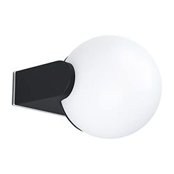 EGLO Lampada da parete per esterni Rubio, lampada da esterno a una fiamma, lampada da parete in fusione di alluminio in nero e plastica in bianco, lampada da esterno con attacco E27, IP44