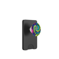 Trippy Spiral Hot Pink, Electric Blue Acid Green Tie-Dye PopSockets PopWallet for MagSafe