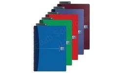 Oxford Office Essentials A5 Card Cover Wirebound Notebook Narrow Ruled with Margin 180 Page including Repositionable Divider/Ruler, Assorted Colours, 5 Notebooks
