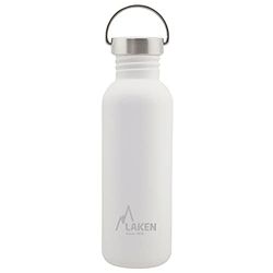 Laken Basic roestvrijstalen fles, drinkfles brede opening met roestvrij stalen schroefsluiting, BPA-vrij 0,75 l, wit