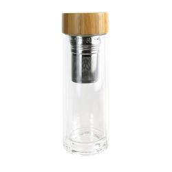 COOK CONCEPT Infusor de parede dupla, bambu e vidro, castanho, 7,20 x 7,20 x 21,30 cm