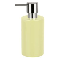 Spirella Dispenser per Sapone Liquido Tube“ Dispenser per lozioni in Ceramica con Dispenser in ABS Cromato capacità 300 ML (ØxH): 7 x 16 cm - Giallo