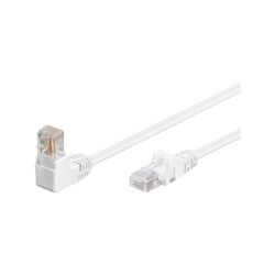 Goobay 94164 CAT 5e eenzijdig afgeschuind netwerk/ethernetkabel, U/UTP netwerkkabel, wit; binnengeleider CCA, 1x RJ45-stekker 90° (8P8C); 2 meter