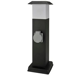 Unitec 30261 roestvrijstalen zuil outdoor met afdekking|2 compartiment|energieverdeling voor de tuin|spatwaterdicht|IP 44|max. 3600W|roestvrij staal|hoekig, zwart