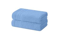 Degrees home - Set 2 Asciugamani Bidet, Asciugamani Bagno, Asciugamani Piccoli, 100% Cotone, 480 gr/m², Dimensioni 30 x 50 cm, Cielo