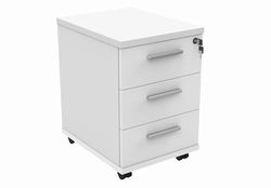 Office Hippo Heavy Duty mobiele sokkel met 3 laden, kantoorkast met afsluitbare opslag, 5 jaar hout, poolwit, 40,4 x 50 x 59,5 cm