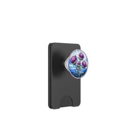 Purple Thistles Floral Botanical Artwork PopSockets PopWallet for MagSafe