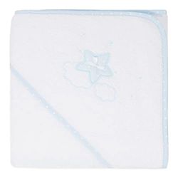Duffi Baby - Capa de baño Bebe con Capucha. Toalla Baño Infantil 80 x 80 cm. Toalla Bebe Recien Nacido 100% Algodon. Super Suave Absorbente. Niños y niñas. Estrella. Color Azul. 1195-12