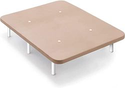 HOGAR24 ES | Base Tapizada Tejido 3D | Válculas de Transpiración | Estable y Resistente | Incluye Juego de Patas de Madera Color Blanco | Color Beige | Medida: 135x180 cm