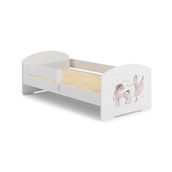 Dmora - Lit d'enfant Szczecin, Couchette pour Chambre d'enfant, Ensemble de Chambre, Support de Matelas, 85x164 h63 cm, Blanc avec Licorne