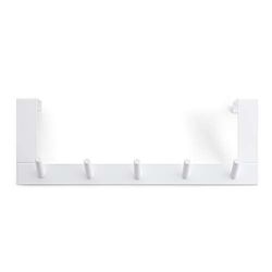 Rayen Cintre 5 crochets Porte-manteau Barre de crochet Accroche-porte Multifonctionnel Gain de place Blanc 36 cm x 12,5 cm x 4 cm