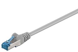 Goobay Câble patch CAT 6a 92684 Câble Ethernet double blindage S-FTP jusqu'à 10000 Mbits, 500 Mhz, câble en cuivre sans halogène, connecteur RJ-45, contacts plaqués or, 0,5 m, gris