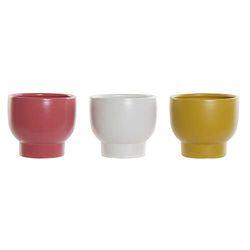 Macetero DKD Home Decor Rosa loza Mostaza (15 x 15 x 14 cm) (3 pcs)