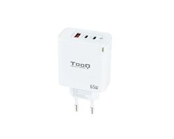 Watio Wave Chargeur - Chargeur Mural/Voyage GAN avec 2 Ports USB-C (PD) et 1 Port USB-A (QC), Puissance de 65 W, Couleur Blanche. *