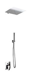 KIT DOCCIA 2 VIE SOFFIONE ACCIAIO INOX SLIM 2 MM + BRACCIO DOCCIA + PRESA ACQUA + FLESSIBILE + DOCCINO (SOFFIONE 30X30 CM QUADRO, BRACCIO DA PARETE)
