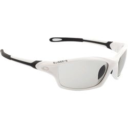 SWISSEYE Lunettes de sport Grip (protection 100% UVA, UVB et UVC, zone du nez réglable, matériau anti-éclats TR90, avec pochette en microfibre), blanc brillant/noir