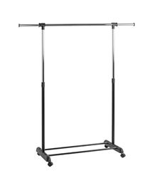 HAKU Möbel Kapstok op wielen chroom, zwart, Kunststof, metaal - Maat: B 95-145 cm x H 95-170 cm x D 44 cm, Stijl: Modern