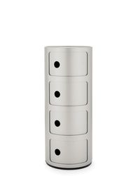 Kartell Componibili, Conteneur 4 éléments, Argent Mat, Base ronde