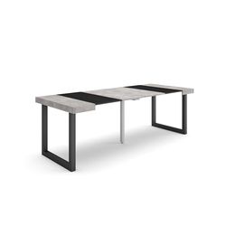 Skraut Home | Uittrekbare consoletafel | eettafel | 220 | voor 10 personen | poten van massief hout | moderne stijl | cement