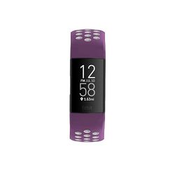Hama Fitbit Cinturino di ricambio regolabile da 22 mm per smartwatch Fitbit Charge 3 e Charge 4, cinturino sportivo traspirante da sostituire, cinturino intercambiabile in silicone, bottone a pressione in acciaio inox) viola/grigio