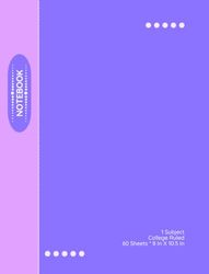 NOTEBOOK: One Subject College Ruled Paperback Notebook (LILAC LAVENDER) Aesthetic Matte Cover